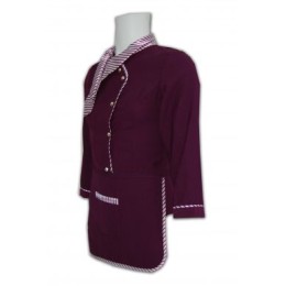 KI015 restaurant waitress workwear  purple chef coat KI015 restaurant waitress workwear  purple chef coat